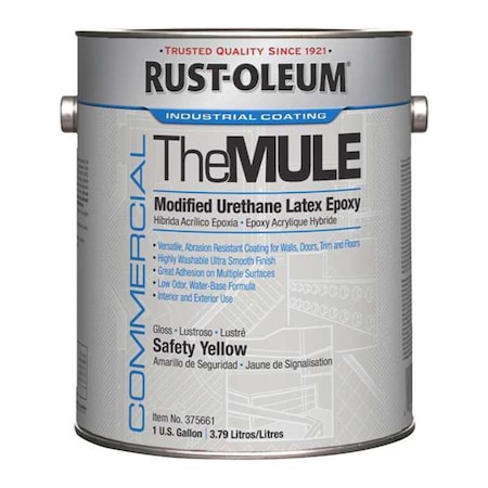 Rust-Oleum Commercial The MULE Modified Urethane Latex Epoxy, Interior/Exterior, Gloss Safety Yellow, 1 gal, 2PK 375661